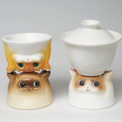 【Yinhe】Made in Jingdezhen-hand-painted- under - glaze decoration-Siamese cat series teacup